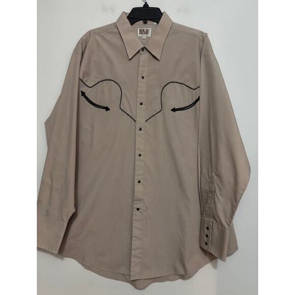 Ely Cattleman Snap Button Down Shirt Mens XXL Retro Cowboy Western Tan - Picture 1 of 9